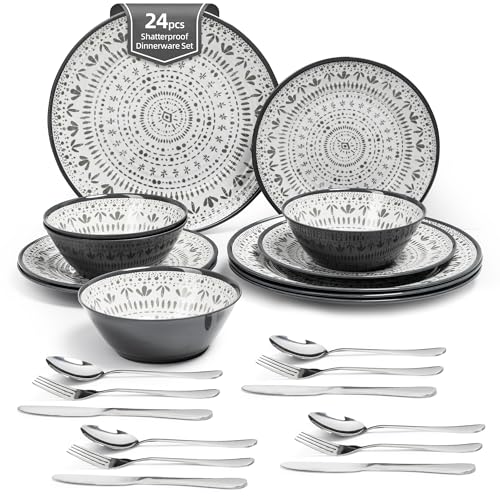 La Joventino 24PCS Melamin Geschirrset Campinggeschirr, Teller Set &...