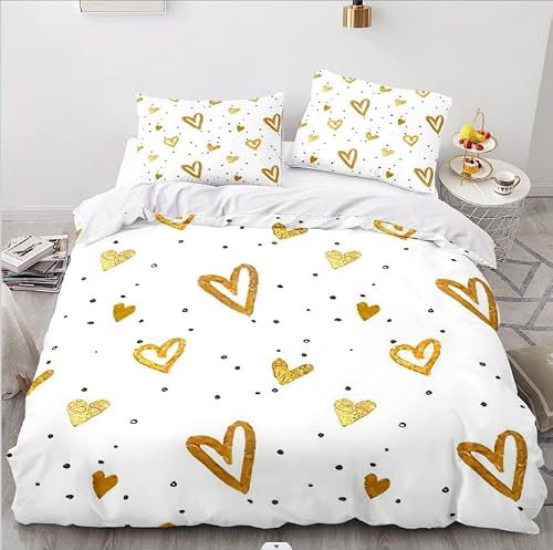 LMMSMGS King Size Duvet Cover Sets Heart Duvet Cover King Size 94.5"x 86.6" with 2 Pillowcases 19.7"x 29.5" Bedding Sets Ultra Soft Warm Fluffy With Zipper Closure for Aldults Kids