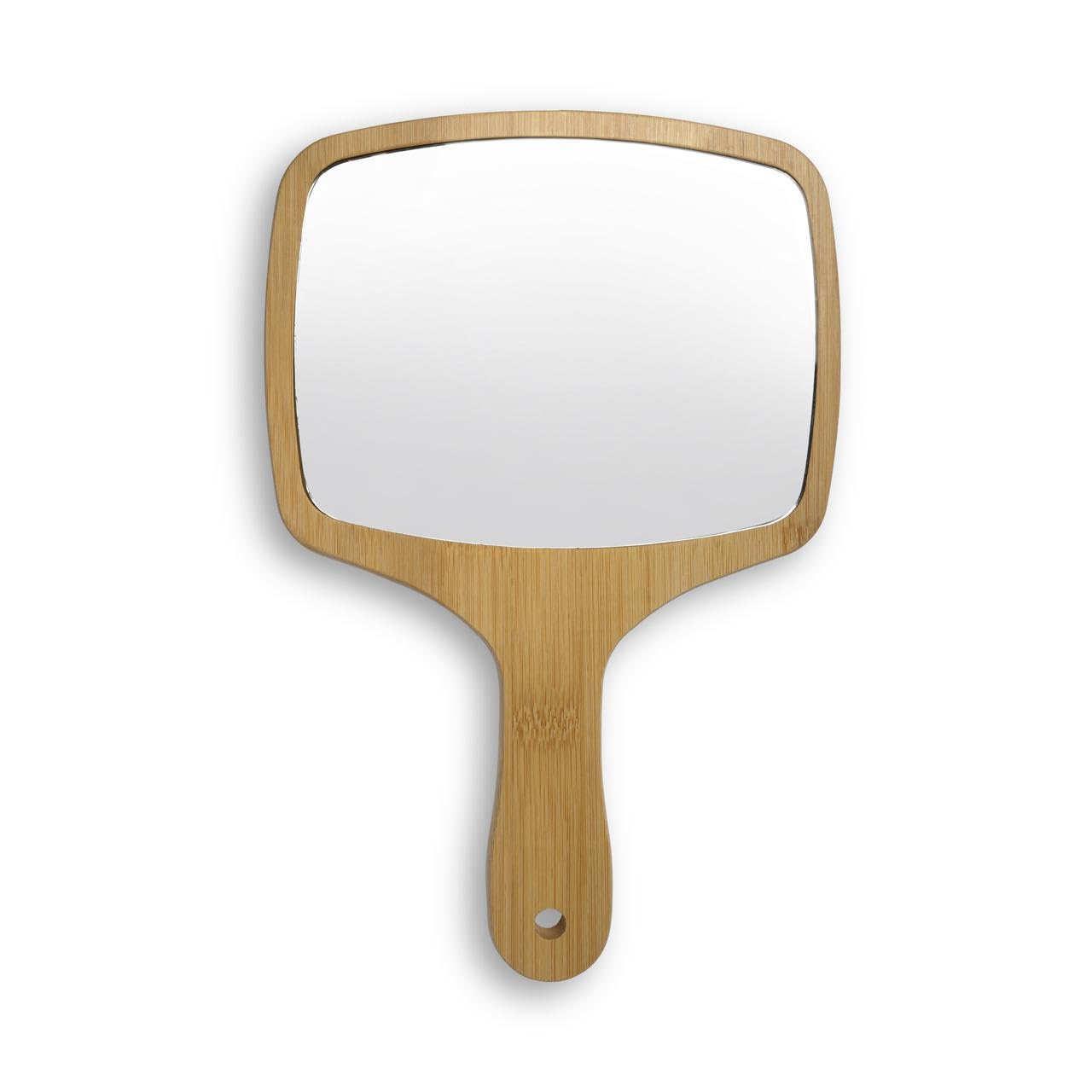 KIRA Wooden Handle Mirror Square Shape for Shaving Makeup & Grooming Portable Handheld Modern Beauty Hand Mirror with Hanging Dressing Table Travel Kit Or Bathroom-image-7