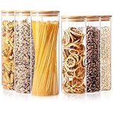 ComSaf Glass Food Storage Jars Set of 6, Tall Glass Storage...