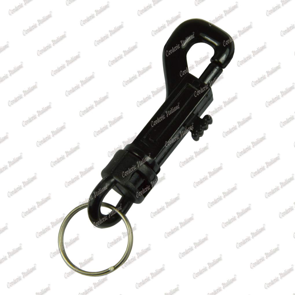 Corderie Italiane 002009016, Moschettone portachiavi con anello, 100 pz, nero