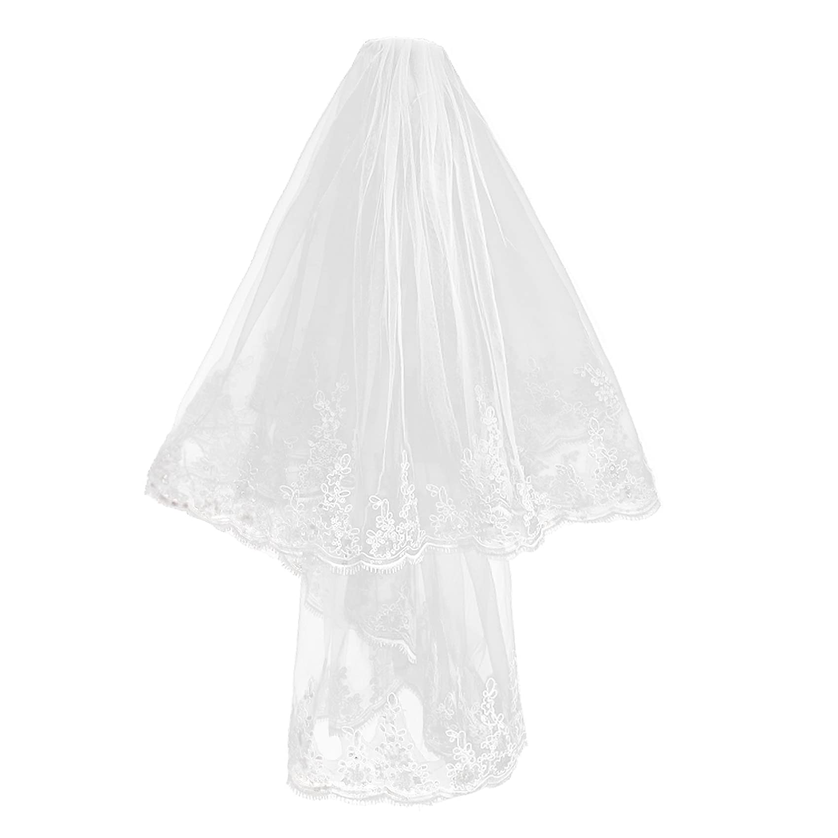 Brautschleier, schlichter Kathedralschleier aus Tüll for Damen, for Junggesellinnenabschiede und Junggesellinnenabschiede, WV-1, lang, rosa, 1-stufig, 68,9–175 cm, mehr als eine Größe.(Short - White S