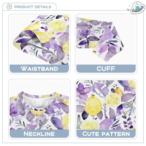 JUNZAN Lavender Lemons French Purple Floral Big Boys Sweatshirts Hoodies Fleece Hoodies for Girls Camping 4T3