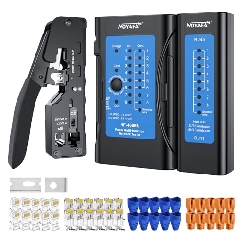 Kit sertissage RJ45 Cat7 Cat6 avec testeur de câble Ethernet rechargeable pour réseau domestique