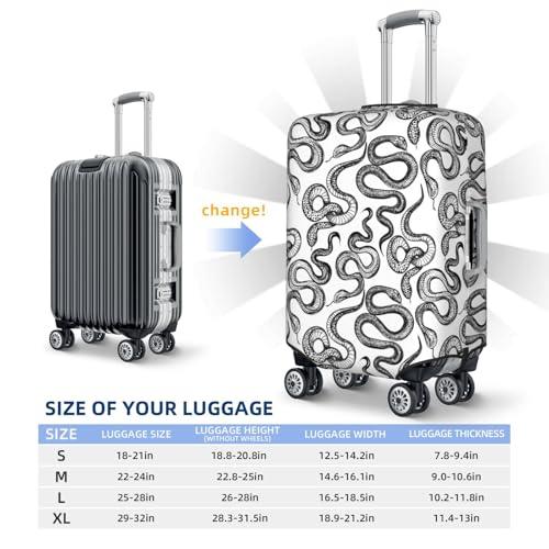 Hand Drawn Snake Print Luggage Cover For Suitcase,Washable Elastic Travel Suitcase Protector With Zipper Closure And Bottom Buckle – Fits 18-32" Luggage-Small4