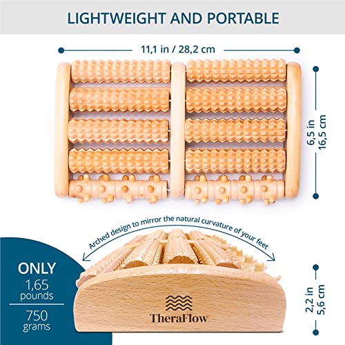 TheraFlow-Dual-Wooden-Foot-Massager-Roller-Plantar-Fasciitis-Relief-Heel-Arch-Foot-Pain-Stress-Relieve-Original-Shiatsu-Acupuncture-Mothers-Day-and-Relaxation-Gifts-for-Women-Wood-Large