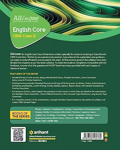 Image of Arihant All In One Class 12th English Core for CBSE Exam 2024