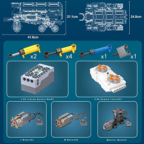 SPLD Technik Kran Bausteine, 10966 Telie MOC Fernbedienung Auto Bausteine Engineering Truck Modell Große Klemmbausteine… – Bild 5