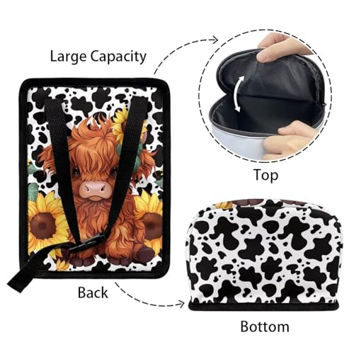 Image of KEIAHUAN Highland Cow Sunflower Foldable Car Trash Bag Hook Hanging Car Garbage Can Holder Leakproof Storage Organizer for Camping Car Interior Accessories