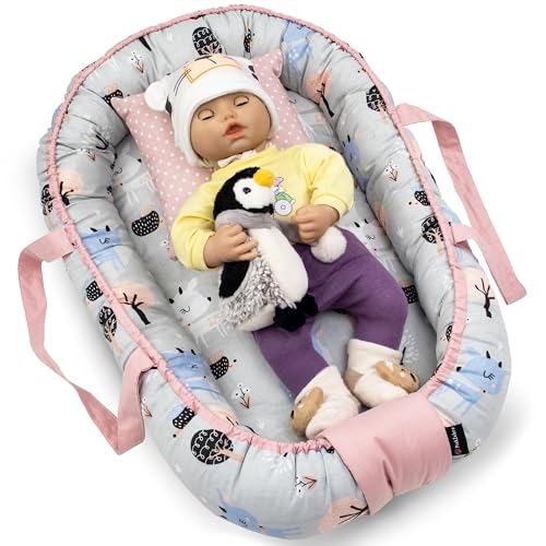 PinkZebra Puppennest, Puppentragetasche, für Puppen bis 48 cm, 2 in 1...