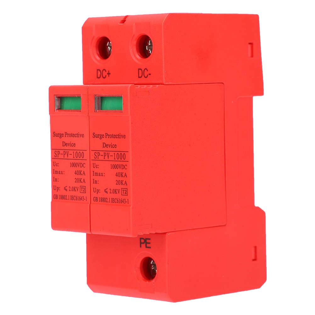 DC Solar PV Surge Protection Device Photovoltaic, SP-PV-1000, 2P 1000VDC 40KA, 35 mm DIN Rail Mounting