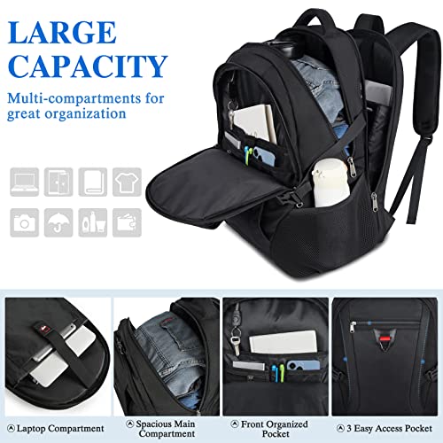 Travel-Laptop-Backpack-17-Inch-Extra-Large-Backpack-for-Men-Waterproof-College-School-Backpack-173-TSA-Friendly-Travel-Backpack-with-USB-Charging-Plug-Mens-Backpack-Computer-Backpack-Black-45L