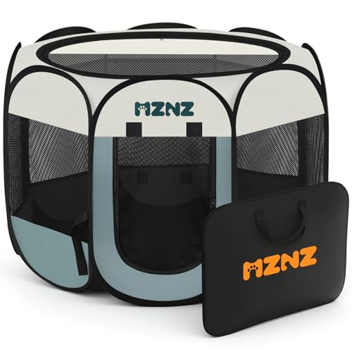 Collapsible Pet Kennel - Subaru 9 MZNZ Dog Cat Playpen, Portable Small Animal Playpen Crate Indoor for Dogs Cats Rabbits, Foldable Guinea Pigs Bunny Cage Enclosure for Outdoor, Pop Up Dogs Cats Tent Kennel with Carrying Case, Grey