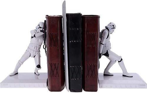 Miniatura 5 de Nemesis Now Figuritas de sujetalibros originales de Stormtrooper con licencia oficial, 7.3in, color blanco