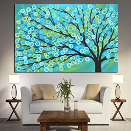 Tableau moderne fleur et arbre abstrait pour décorer un salon chic
