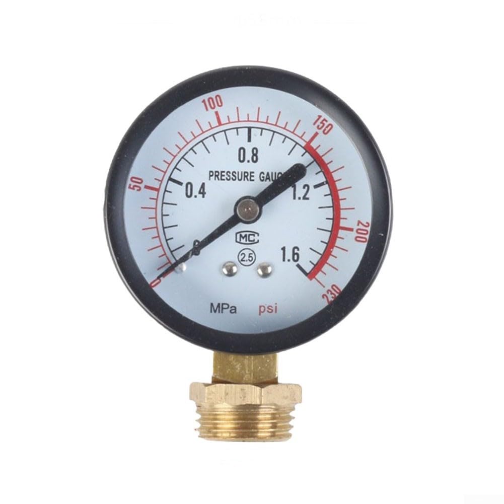 Y60 Pressure Gauge for Air Compressors — 0-1.6 MPa / 0-230 PSI, G1/4 Thread, Plastic Case with Copper Connection, Black & Gold Finish, Compatible with(G)