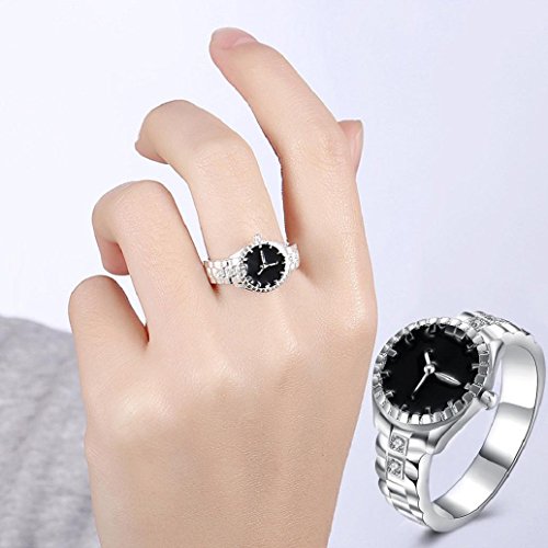 Hot Sale Watch! AMA(TM) Women Men Dial Quartz Analog Watch Creative Stainless Steel Finger Ring Watch Gifts (US 9)