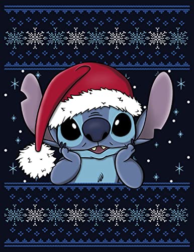 Disney Lilo Holiday Stitch Wearing Santa Hat Girl's Solid Crew Tee2