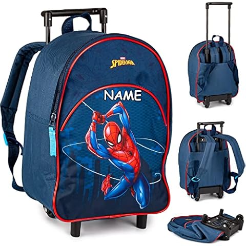 alles-meine.de GmbH 2 in 1 Kinder Trolley & Rucksack Spider-Man inkl. Name - wasserabweisend & beschichtet Cover