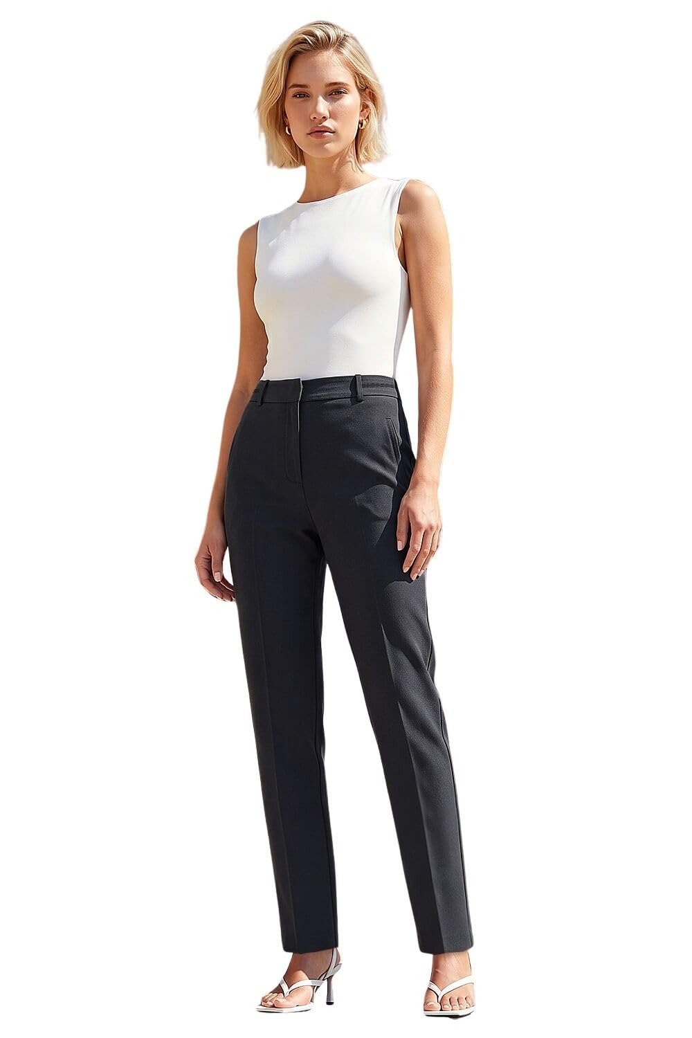 Roman Women's Long Straight Leg Stretch Trouser in Charcoal | Size: 12