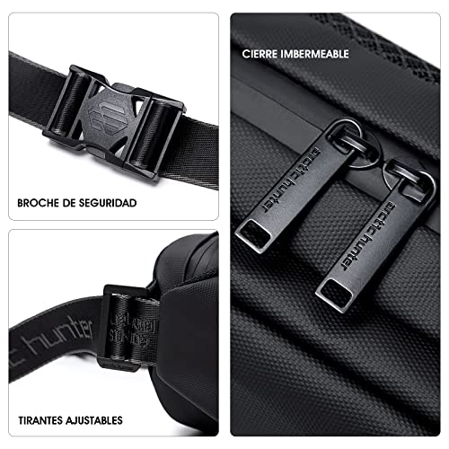 شنطة كروس للرجال من اركتيك هانتر ايه اتش YB00029، مقاومة للماء، شنطة فاني متعددة الوظائف بسحاب للجري والمشي لمسافات طويلة وركوب الدراجات والتخييم والانشطة الخارجية (اسود)، اسود، M