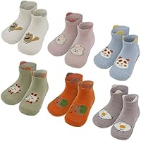 Vicloon Baby Socks for Boys Girls - 6 Pairs Non Slip Cotton Socks - L