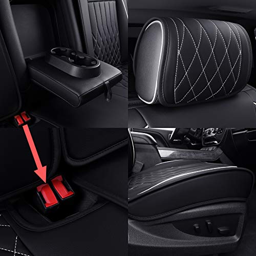 Image of Aierxuan Chevy Silverado GMC Sierra 1500 Seat Covers Full Set (Black-White)