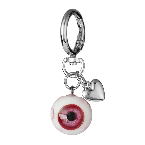BYXVSBYS Goth Keychain Horror Eyeball Bag Charms Halloween Accessories Gothic Heart keychain Key Ring Funny Decor Cool Purse Charms for Men Women - pink and red