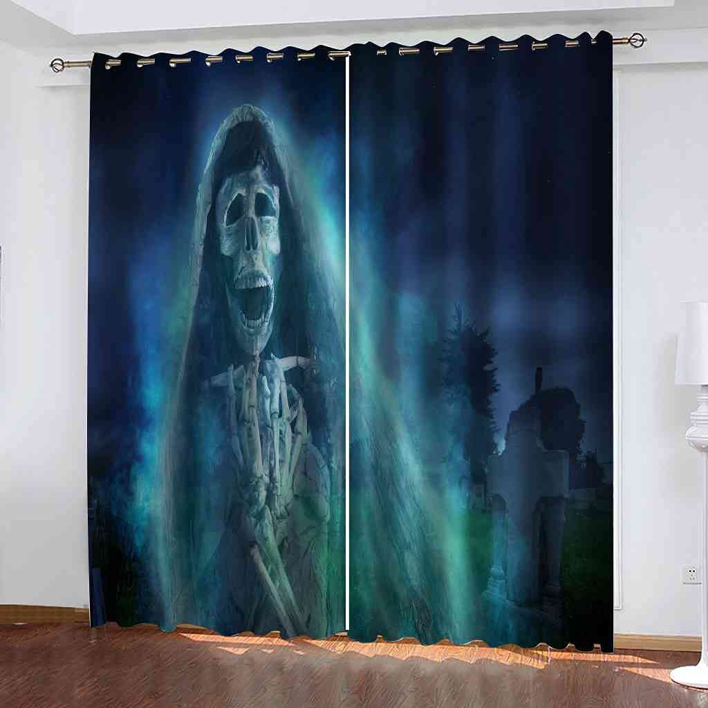 Rideaux occultants crâne de faucheuse 3D 200x214 cm pour chambre d'ado