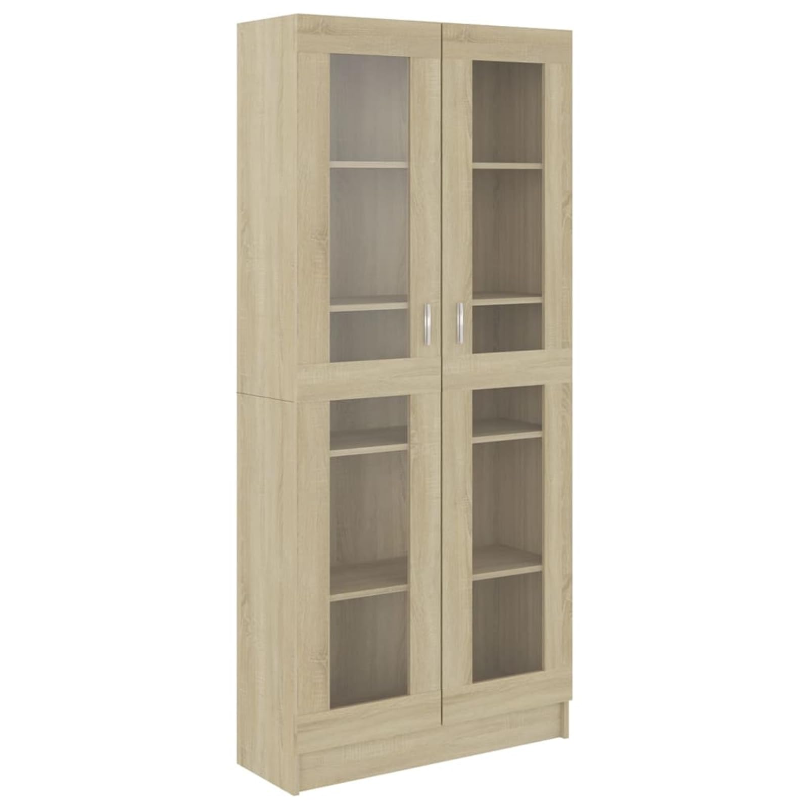 Vitrinenschrank Sonoma-Eiche 82,5x30,5x185,5 cm Holzwerkstoff BüCherschrank Mit TüRen Wohnzimmer Vitrinenschrank Vitrine