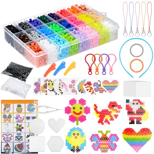 WuGU Set Perline da Stirare, 6300 Pezzi a Fusione 24 Colori, 5 MM, Kit Creativo Fai da Te, Bambini DIY Artigianali Con Carta da Disegno e Manuale di Progettazione WuGU Set Perline da Stirare, 6300 Pezzi a Fusione 24 Colori, 5 MM, Kit Creativo Fai da Te, Bambini DIY Artigianali Con Carta da Disegno e Manuale di Progettazione