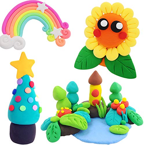36 Colors Air Dry Clay Packed with Box No-Sticky and Non-Toxic Magic Clay Ultra-Light Plasticine Clay DIY Creative Modeling Dough with Project Booklet
