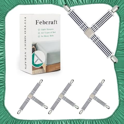 Febcraft Adjustable Bed Sheet Straps Set Cover