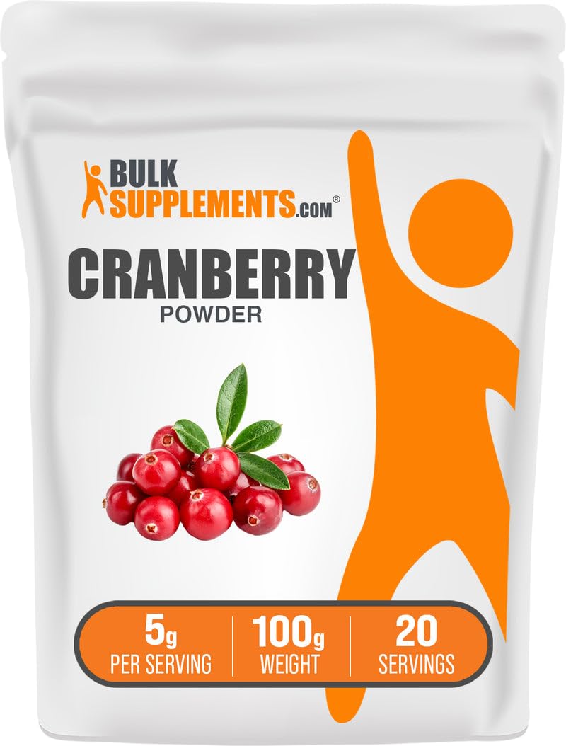 BulkSupplements.com Cranberry Powder - Cranberry Supplements for Women & Men, Air Dried Cranberries - Unsweetened & Gluten Free, 5g per Serving, 100g (3.5 oz) (Pack of 1) 3.53 Ounce (Pack of 1)
