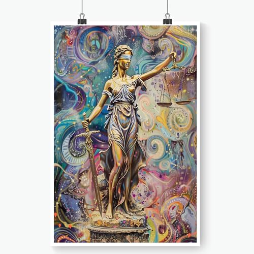 LXGPWGN - The Abstract Lady Justice Scales Of Justice Poster Decorative Painting - Enchanting Canvas Wall Art For Your Living Room, Bedroom, And All Other Spaces 12X16inch Unframed