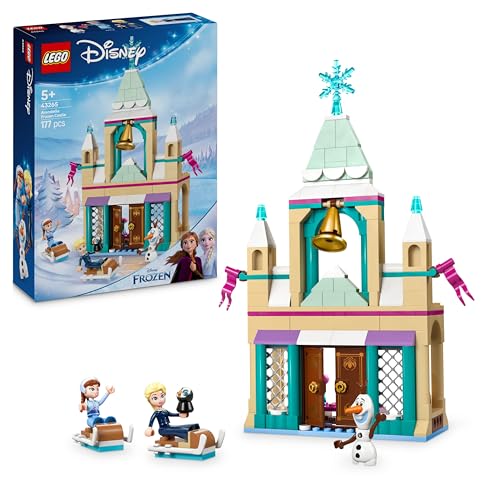 LEGO | Disney Frozen Castelo gelado de rendelle de brinquedo - kit de casacos com mini bonecas de princesa Elsa e Anna, boneca de Olaf, figura de pinguim - presente para meninas de 5 anos 43265