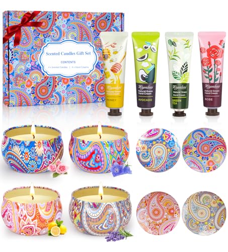 Gift Baskets for Women - Scented Candles Gift Set & Hand Lotion C...