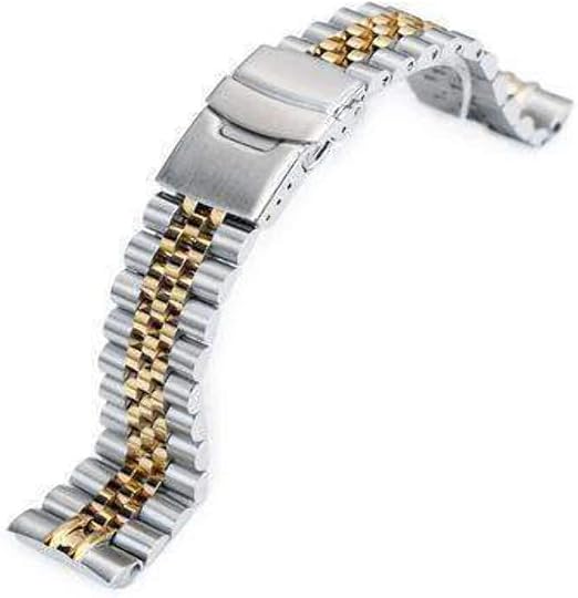 Strapcode 22mm Super 3D Jubilee 316L cinturino in acciaio inossidabile per  Seiko New Turtles SRP775 Diver Clasp Two Tone IP Gold : Amazon.it: Orologi