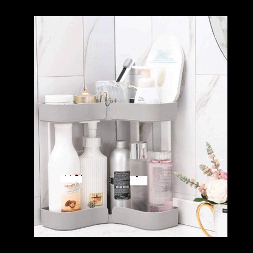 Estante de Esquina para baño, Estante de Ducha de 2 Niveles (sin taladrar) Estantes de Esquina de succión con Adhesivo de Aluminio Duradero (Color: Gris) (Gris)