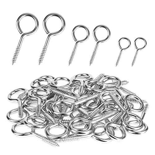 MOGADEE® Ösenschraube Edelstahl, Ringschraube, Haken Zum Schraubhaken, Schraubösen mit Holzgewinde, Ösenhaken um eine Wäscheleine zu Spannen Weihnachtsgirlande(M3-40mm x 10, M4-50mm x 10,M5-65mm x 10)