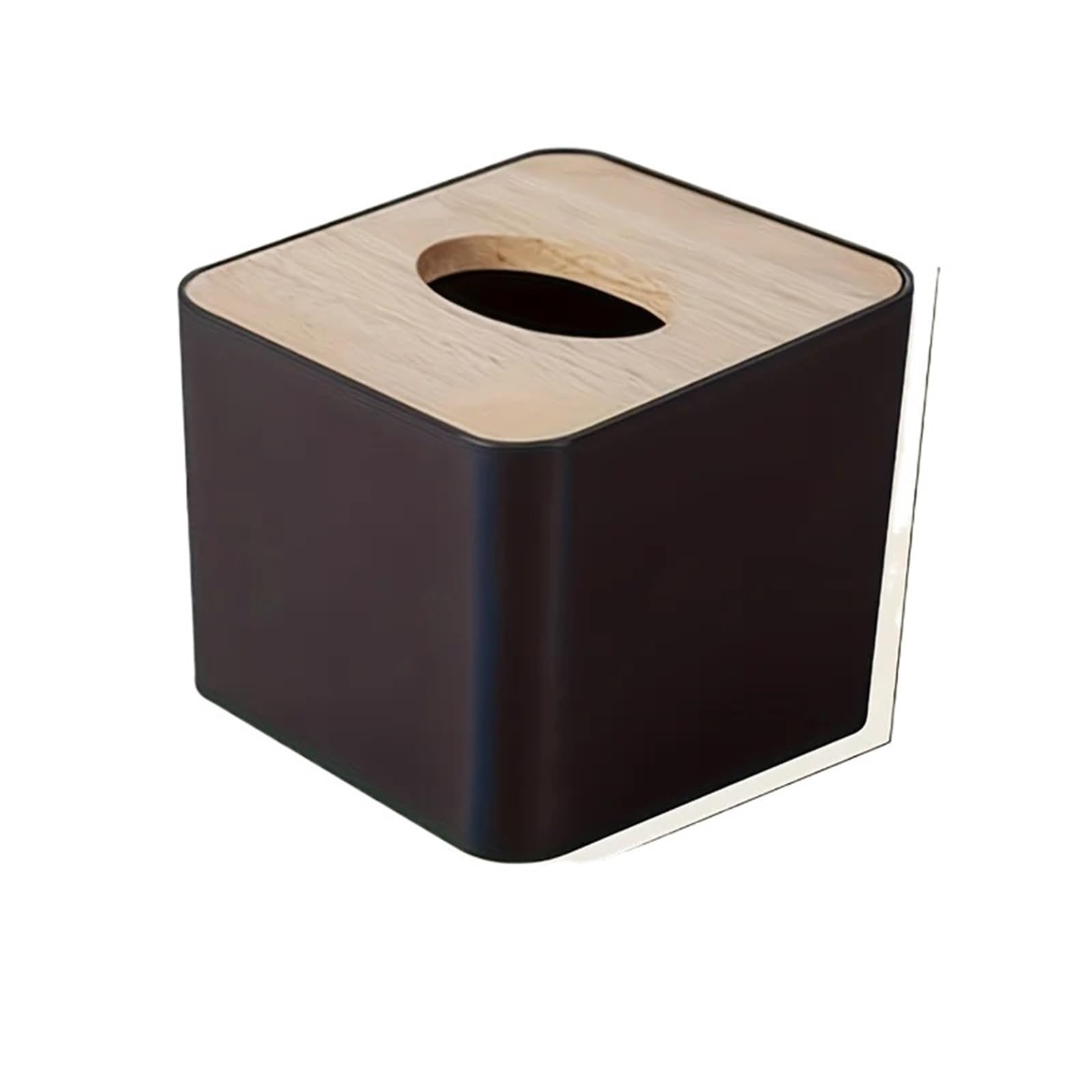 Tissue Box 1pcs Home Tissue Paper Dispenser Tissue Box Napkin Containers With Wood Cover Smooth Wooden Facial Tissue Container(Black-1pc)