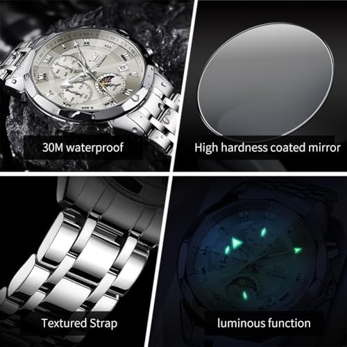 Image of OLEVS Men Watch Business Dress Diamond Luxury Watch Luminous Easy to Read Date Waterproof Stainless Steel Quartz Analog Simple Dress Watch