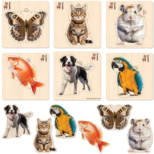 Quokka Toddler Educational Toys for 1 2 3 Years Old Boys and Girls, Animals Montessori Jigsaw Wooden Puzzles for Kids