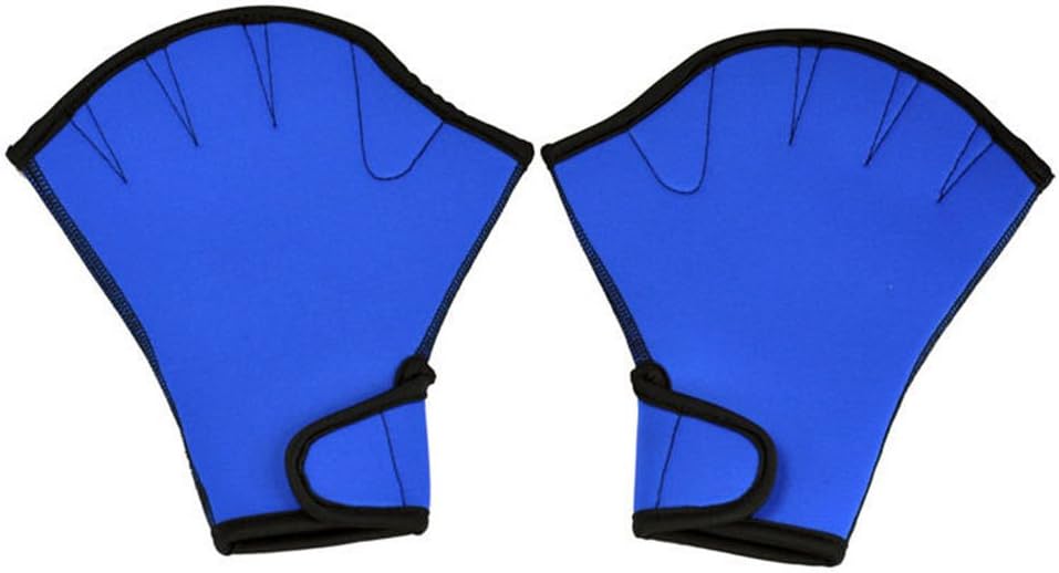 Umermaid Training Swimming Gloves Fingerless Webbed Water Resistance Neoprene 1 Pair(Bule, Large)