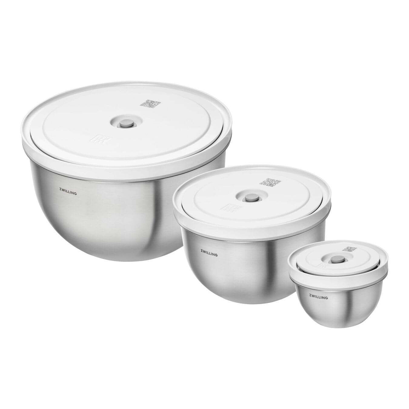 ZWILLING Fresh & Save Bowls Vacuum Bowl Set Stainless Steel 6-Piece Set S-12 cm M-18 cm L-24 cm