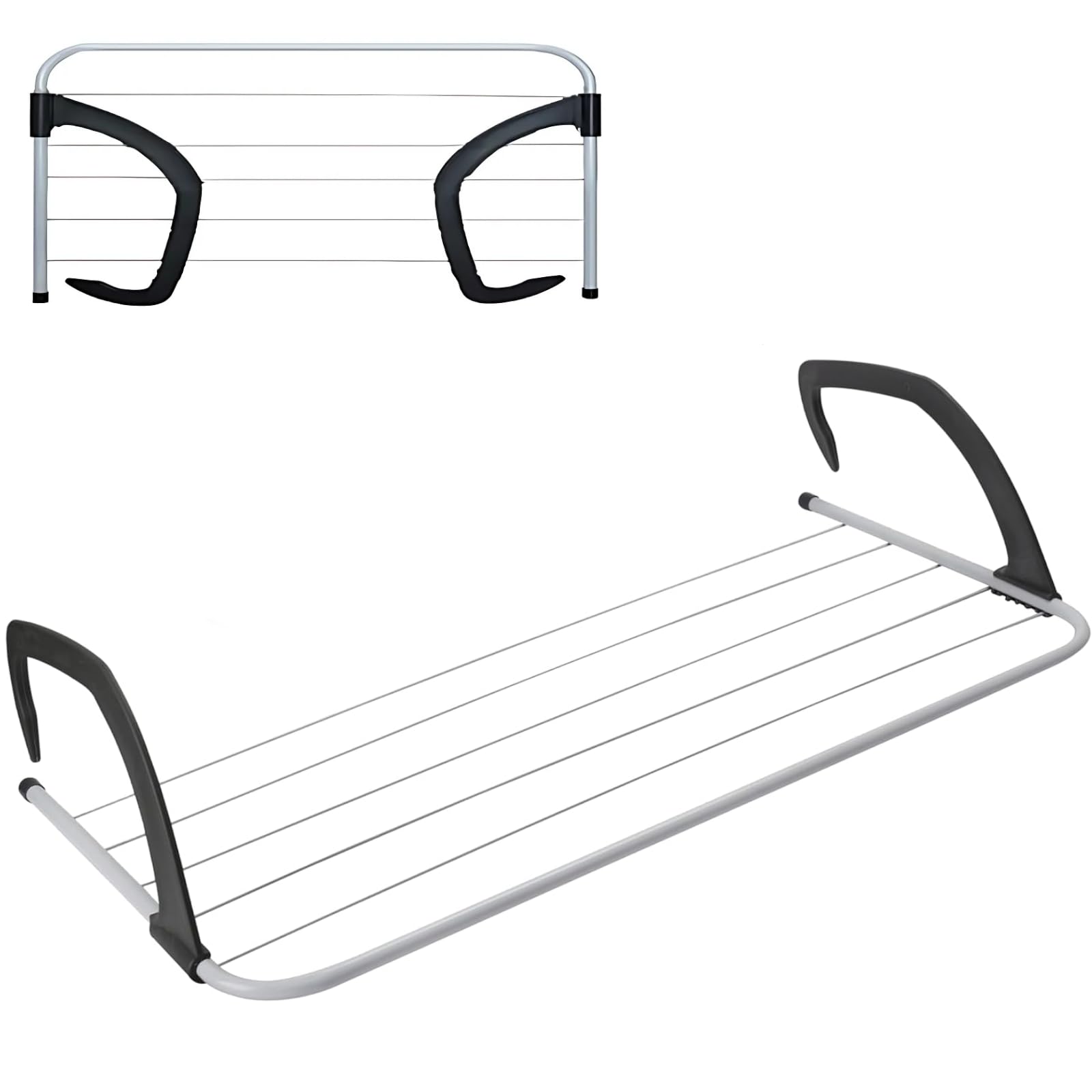  - Deluxe Radiator Airer 5 Bar White Compact Folding Indoor Drying Rack For Clothes Towels Laundry Energy Saving Solution