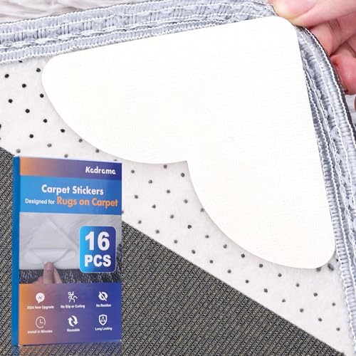 16 Pack Rug Grippers for Rug on Carpet Heart Shape Non Slip Pads