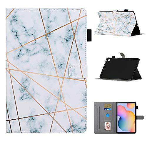 YKTO Funda Protectora de Cuero para Samsung Tab S6 Lite Colorida Cartera Caso con Ranuras de Tarjeta Pencil CarcasaSoporte Plegable Cierre Magntico Case Flip Cover Elegante CrcasaMrmol Verde