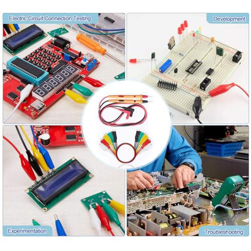 Image of Multimeter Leads, 2PCS Multimeter Test Leads, Multimeter Probes and 10 PCS Alligator Clips Insulated Metal for Test Extension, Multimeter Accessories, Crafts, Electrical Testing, Experiment