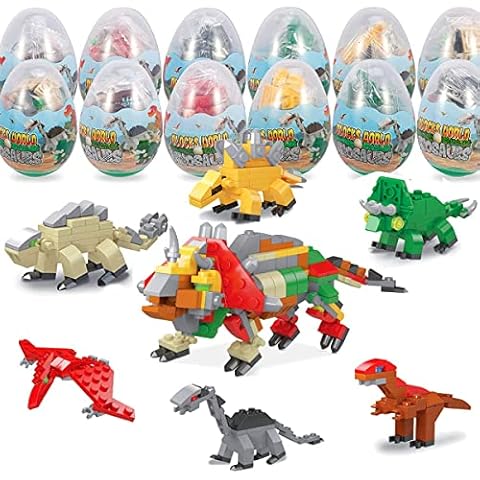 LEBOCADO Mini Building Block Sets, 12PCS Dinosaur Toys Building Blocks, 6 in 1 STEM Toys Eggs Building Sets, Party Favors for Kids Goodie Bags Prizes/Birthday Gifts Cover